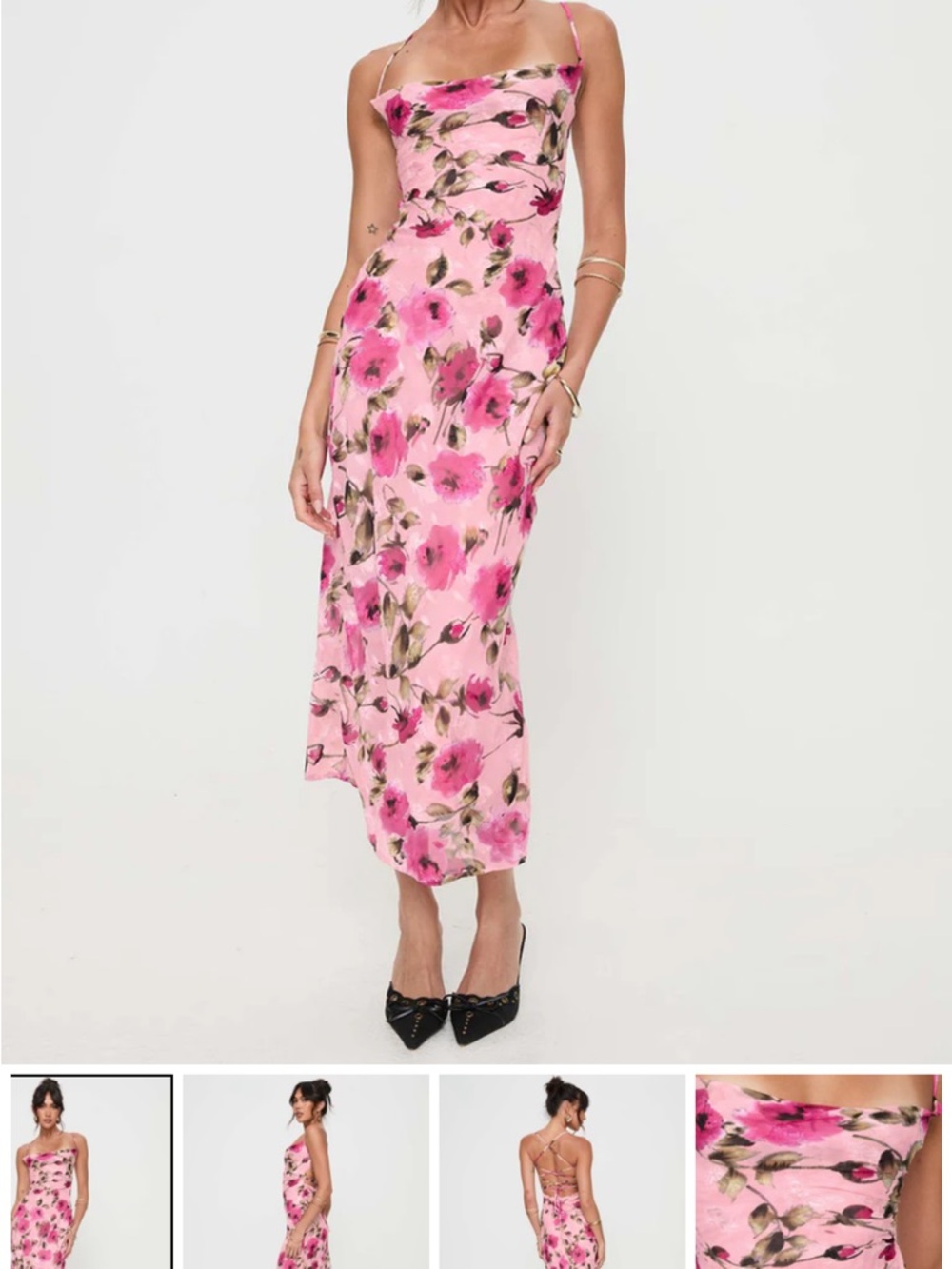 Revolve Pink Satin & Pink Floral Bridesmaid Dress